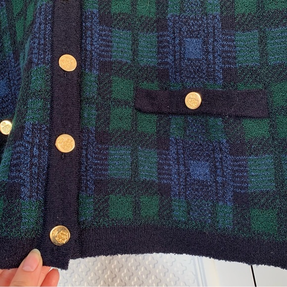 Vintage Talbots Wool Tartan Plaid Sweater Blazer Petite Small - Picture 4 of 9